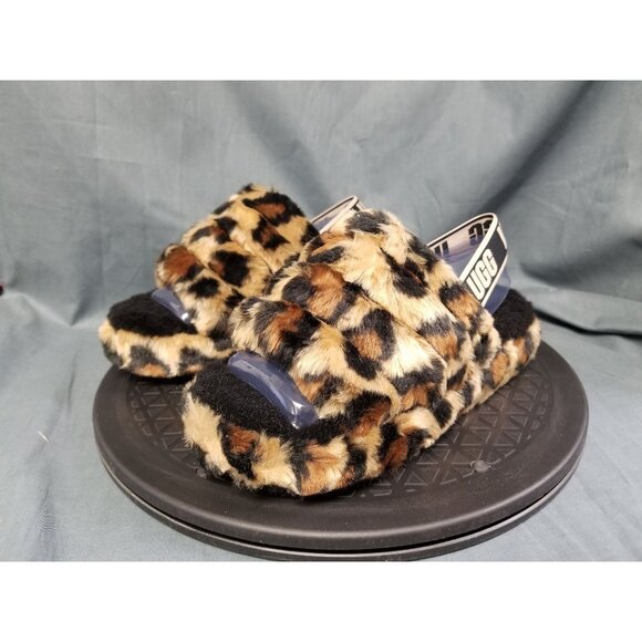 UGG Australia Girls Fluff Yeah Slippers Slide Spotty Size 2 NEW NO BOX! - Picture 4 of 11